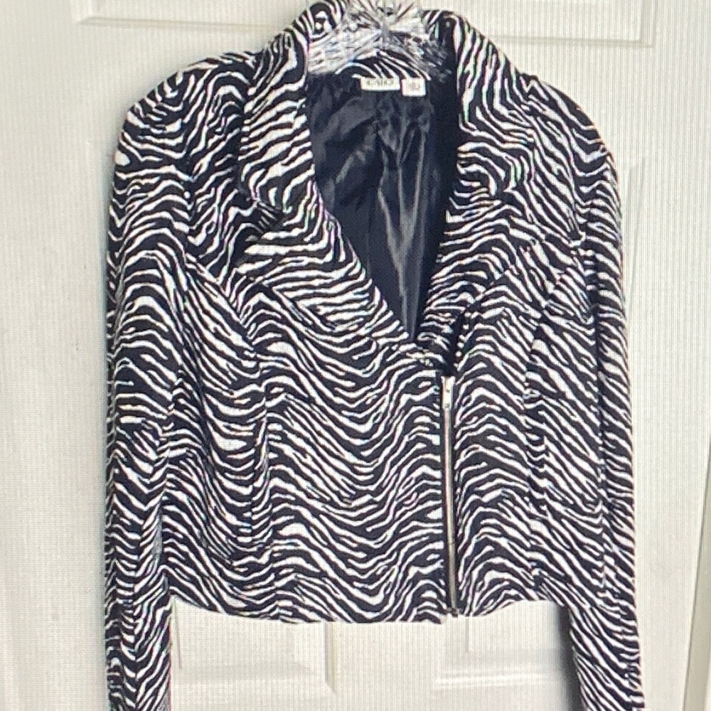 Cato Zebra Pattern Blazer in Black and White